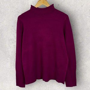 French Connection Rolled Mock Neck Purple Knit Sweater Size XL Pullover Top